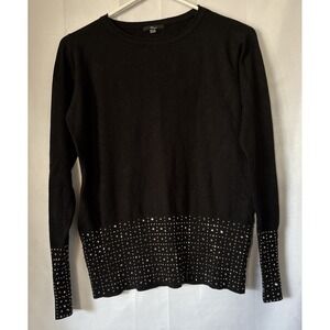 Milano Sweater Black Long‎ Sleeve Rhinestone Embellished Women's Size S
